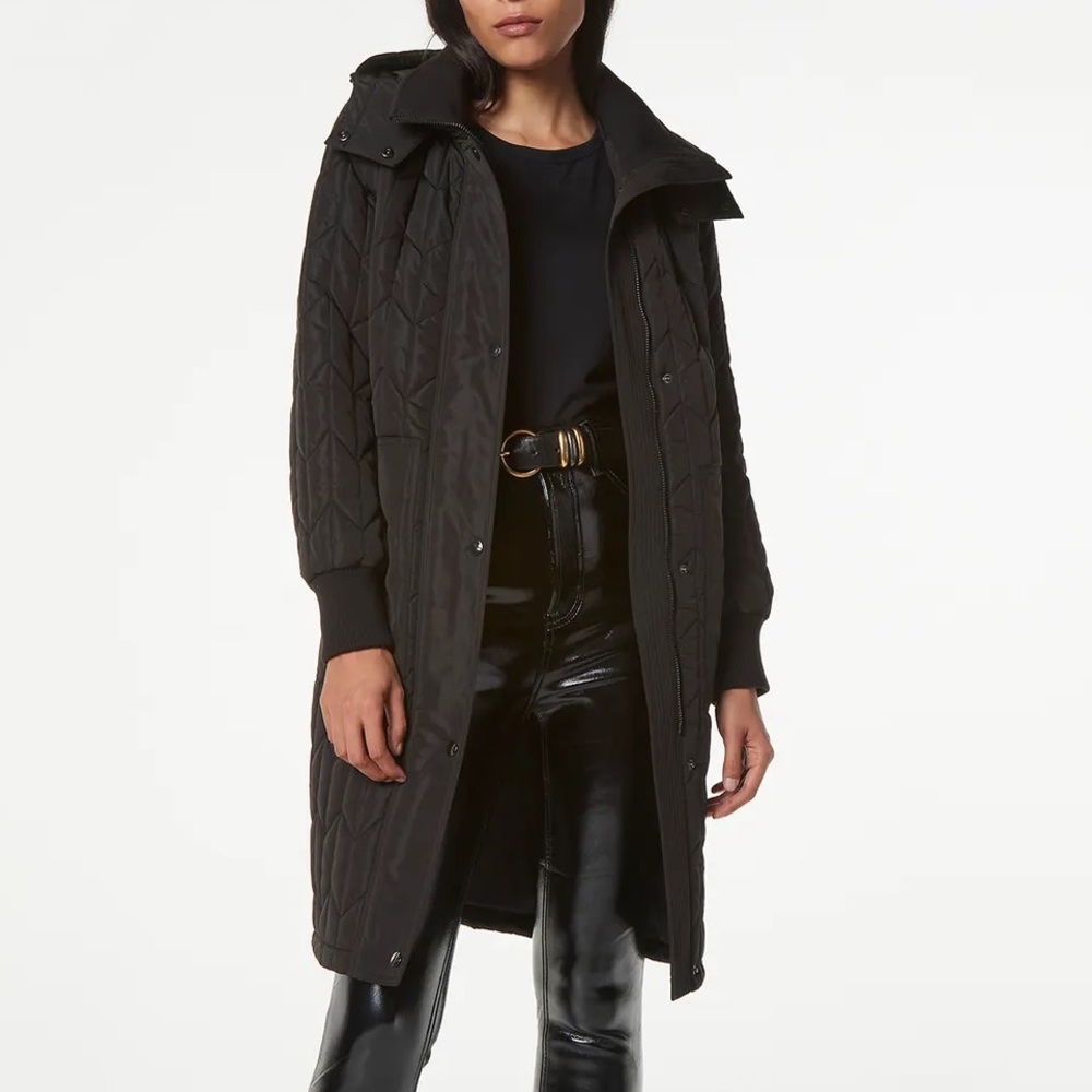 Andrew Marc Women's Herringbone Parka Jacket in Black Size XS/TP